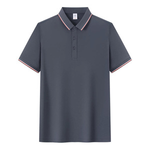 Polo pour homme, couleur unie, polyester Oxford, manches courtes, usage quotidien, bleu - Product Image 2