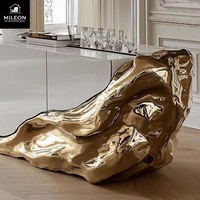 Buffet de Luxe Moderne en Or Sculpté, Meuble de Rangement Blanc Brillant pour Maison, Villa et Espace de Vie