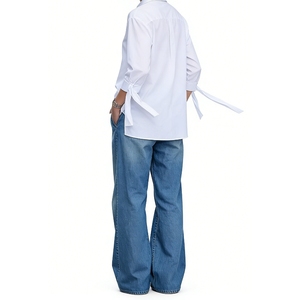 <span class=keywords><strong>Pantalon</strong></span> en jean taille haute pour <span class=keywords><strong>femme</strong></span>, coupe large, effet usé, Sehe Fashion - Product Image 5