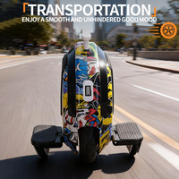 Monociclo Eléctrico Autoequilibrado con Carcasa Graffiti, Motor de 350W, Carga de 150kg, EUC para Desplazamientos con Altavoz Bluetooth y Rueda Auxiliar