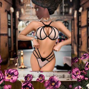 セクシーな透かし彫りエコフレンドリーで通気性のある快適な透視下着セット、ピュアな欲望、跡が残らないブラ、ツーピースセット、ロマンチック - Product Image 3