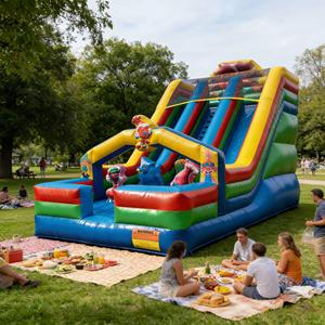 Tobogán Inflable Gigante de PVC de Tres Carriles con Temática de <span class=keywords><strong>Bob</strong></span> <span class=keywords><strong>Esponja</strong></span>, Equipo de Juego Infantil Ecológico de Dibujos Animados, Grado Comercial - Product Image 4