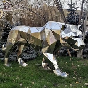 Estatua <span class=keywords><strong>de</strong></span> <span class=keywords><strong>Tigre</strong></span> <span class=keywords><strong>de</strong></span> Acero Inoxidable TREVI |   Escultura <span class=keywords><strong>de</strong></span> <span class=keywords><strong>Tigre</strong></span> Geométrica con Acabado <span class=keywords><strong>de</strong></span> Espejo para Decoración <span class=keywords><strong>de</strong></span> Jardín y Parque al Aire Libre - Product Image 1