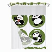Rideau de douche imprimé d'animaux de dessin animé, motif Panda amusant, impression numérique, tissu imperméable écologique, décoration de bain sans crochets