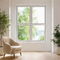 Ventana Abatible de Aluminio Blanca con Diseño de 4 Paneles, Marco Delgado con Hoja Dividida, Ventana Contemporánea para Casa, Villa, Patio o Residencia