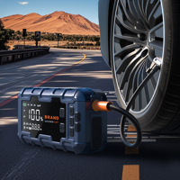 Démarreur de secours 4-en-1 16000 mAh avec compresseur d'air, crête de 4000 A, 160 PSI pour voitures essence 8.0L, diesel 6.0L, camions, SUV, bateaux