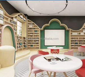 Eibele Chiquitos personalizado gran almacenamiento de libros biblioteca estantería curvada asiento taburete librería jardín de infantes muebles para sala de lectura - Product Image 3