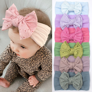 Nouveau-né infantile tête Wrap chapeau dentelle arc coton bandeaux et arcs pour tout-petit bébé garçons et filles - Product Image 1