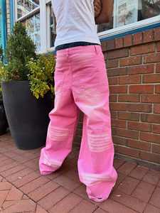 Pantalones <span class=keywords><strong>Vaqueros</strong></span> Anchos de Mezclilla <span class=keywords><strong>para</strong></span> <span class=keywords><strong>Hombre</strong></span>, Estilo Vintage, Lavado Ácido, Desgastado, Personalizado, <span class=keywords><strong>con</strong></span> Tachuelas, Rotos, Estilo Globo, Color Rosa, <span class=keywords><strong>para</strong></span> Ropa Urbana - Product Image 3