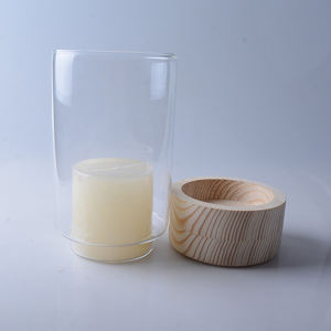 Portacandele in vetro uragano con <span class=keywords><strong>base</strong></span> in legno - Product Image 4