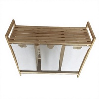 Panier à linge pliable, panier à linge en bambou, organisateur de salle de bain avec tiroirs coulissants pour la salle de bain