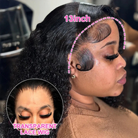 Perruque Lace Frontale en Cheveux Humains HD 13X6 Transparente, Densité 250, Ondulations Profondes, 30 40 Pouces, Perruques Lace Front en Cheveux Humains Bouclés Effet Mouillé 13X4