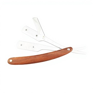 Vente en gros de rasoirs droits professionnels Rasoir pliant Manche en bois avec logo personnalisé en acier inoxydable pour le visage et le corps Durable - Product Image 1