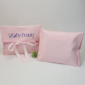 Pochette à rabat personnalisée écologique pour vêtements, sac enveloppe en coton recyclable avec option logo nœud rose - Product Image 3