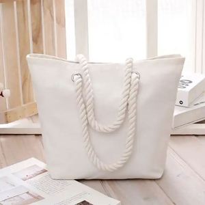 Bolsa de Compras Personalizada con Logotipo, Bolsa de Hombro Reutilizable para Supermercado, Playa, Compras, Bolsa de Lona de Algodón con Asas de Cuerda - Product Image 4