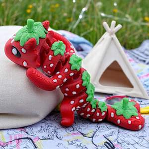 Jouet de décoration de table créatif et éducatif anti-stress en forme de petit dragon à thème fraise imprimé en 3D pour unisexe - Product Image 3