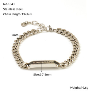ZOGXIN Men's Titanium Steel Cuban Chain Bracelet Geometric Pattern Gift Jewelry - Product Image 3