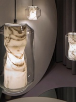 Lustre LED en albâtre naturel espagnol, petit, moderne, simple, de luxe, pour salon, chevet, club, salle d'exposition, vitrine