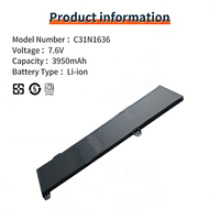 Batterie d'ordinateur portable pour C31N1636ASUS N580V N580VN NX580VD NX580VD NX580VD7300 11.4V Nouvelle batterie d'ordinateur portable C31N1636