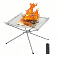 Foyers d'extérieur Support de feu de camp pliant d'extérieur Brûleur de feu en acier inoxydable Support pratique Support de filet de camping pour barbecue