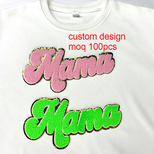 Toptan özel nakış Glitter anneler günü şönil yama Mama mon anne logosu mama şönil yamalar için giysi - Product Image 4