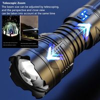 Lampe Torche Tactique LED Rechargeable USB, Ultra Lumineuse et Multifonction, Zoomable, Lanterne de 12000 Lumens