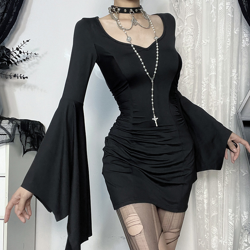 Chic Styles and Comfort in bell sleeve black mini dress for Trendy Women