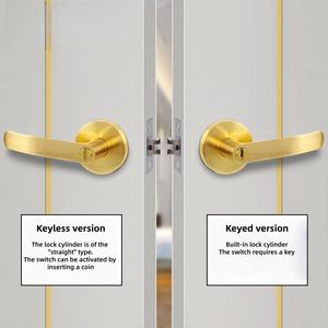 JOYLIFE-Cerradura de puerta de privacidad de cobre café bronce, sin llave, manija de baño, cerradura de paso de celda única para hoteles, 3 años de garantía - Product Image 4