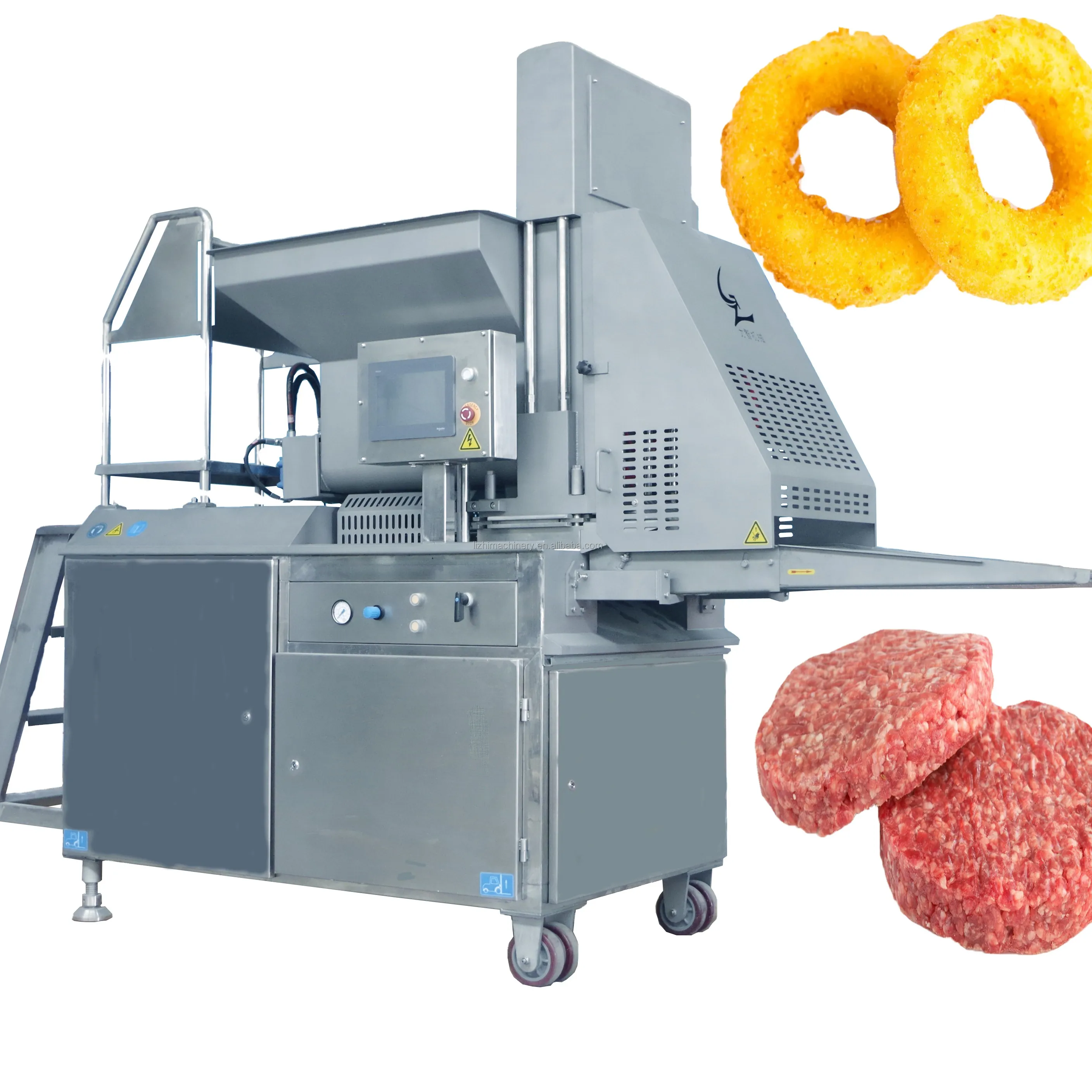ماكينة بثق وتشكيل قطع اللحم وقطع الفطائر وبرجر وحلقات البصل المجمد