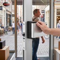 Poignée à palette poussoir-tiroir pour porte de magasin, antivol, antirouille, en aluminium durable, avec serrure à mortaise à clé, haute sécurité