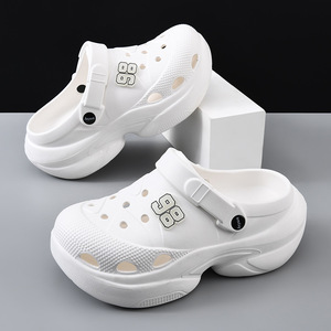 <b>Men's</b> Summer Breathable Anti-Slip EVA Water <b>Shoes</b> Thick Sole Hollow Design Outdoor Beach Slippers 5Cm <b>Heel</b> Height - Product Image 1