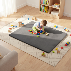 Tapis de jeu épais en velours corail pour enfants, idéal pour chambre, salon, garderies et parcs de jeux pour bébés et tout-petits - Product Image 1