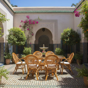 Ensemble de salle à manger JAVA, design asiatique traditionnel confortable, table longue, ensemble de salle à manger pour villa et hôtel, meubles de maison haut de gamme - Product Image 2