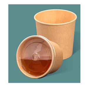 Bol à soupe chaude en papier kraft 16oz 26oz 32oz, gobelet alimentaire pour nouilles à emporter, contenants en papier écologiques pour la restauration rapide avec couvercle - Product Image 5