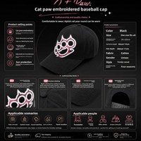 Casquette de baseball ajustable 6 panneaux en PVC avec broderie 3D mignonne, tendance, amincissante pour le visage, visière de protection solaire extérieure quatre saisons