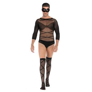 <b>Men's</b> Sexy Mesh Bodysuit One Size Black Nylon <b>Lingerie</b> Costume Winter 2024 - Product Image 5