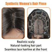 Perruque mi-tête synthétique souple à clipser pour femme, avec dentelle frontale, ondulée, légère, densité 200 %