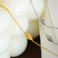Collier ras du cou tendance en acier inoxydable 316L étanche, fait main, motif losange, plaqué or 14K/18K pour femme