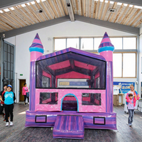 Château de videur sautant gonflable compact rose et violet irisé pour enfants maison de jeu intérieure pour les fêtes de parc de trampoline de jardin