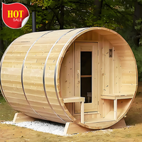 Grand sauna panoramique de luxe en plein air à bas prix Sauna au bois de cèdre pour 4-6 personnes Chauffage au bois