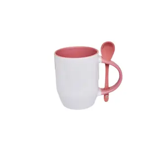 Promotional Gifts Set Customized Logo Sublimation Mugs wholesale Cute Ceramic Coffee Cups Sets with Spoon for Tea Water Coffee