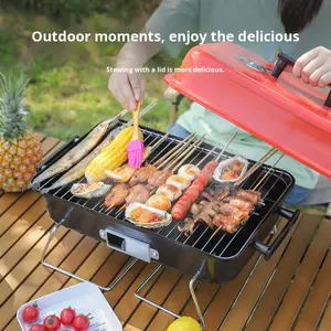 Griglia a Carbone Portatile in Acciaio Inox con Coperchio Pieghevole, BBQ Leggero per Esterni e Casa Sanshang <span class=keywords><strong>CA</strong></span>-06, Dimensioni 30cm - Product Image 2