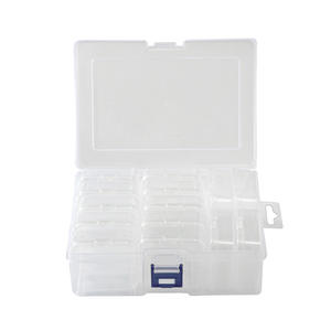 Caja de almacenamiento de plástico transparente con 15 compartimentos para cuentas, diamantes de imitación, joyería, organizador portátil DIY con divisores - Product Image 4