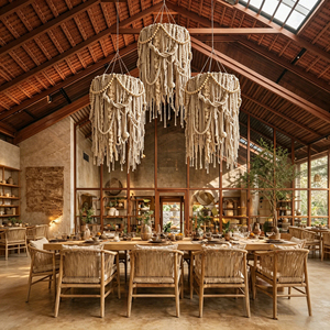 Nueva Lámpara Colgante de Macramé Hecha a Mano de Estilo Nórdico, Decoración de Interiores, Pantalla de Lámpara de Algodón, Decoración Colgante para Hotel, <span class=keywords><strong>Restaurante</strong></span> - Product Image 4