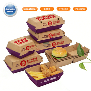 Boîte à hamburger en carton ondulé, design personnalisé et logo, qualité alimentaire, grande boîte d'emballage pour collations et dîners en <span class=keywords><strong>famille</strong></span> - Product Image 5