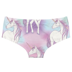 Personalizzato all'ingrosso <span class=keywords><strong>Super</strong></span> Soft Women <span class=keywords><strong>Sexy</strong></span> Hipster Underwear White Horse Print Kawaii Cute Push Up slip Lingerie perizoma per ragazze - Product Image 2