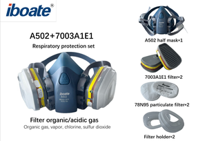 Mặt nạ phòng độc bảo hộ khí hữu cơ axit, nửa mặt, hai bộ lọc khí hữu cơ - Product Image 2