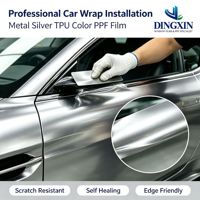 Film de protection de peinture (PPF) DINGXIN OEM en TPU couleur argent liquide 1,52*15m, film automobile argenté métallisé auto-réparant anti-jaunissement