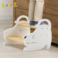 Tabouret d'appoint pliable en bois en forme d'ours, convertible, moderne, pour enfants, à deux niveaux, pour chambre, salle de bain et appartement d'hôtel