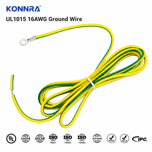 Кабельный жгут заземления UL1015 16AWG желто-зеленого цвета с кольцевым наконечником M4.3, никелированный, RoHS, IP67, для мотоциклов и автомобилей - Product Image 1
